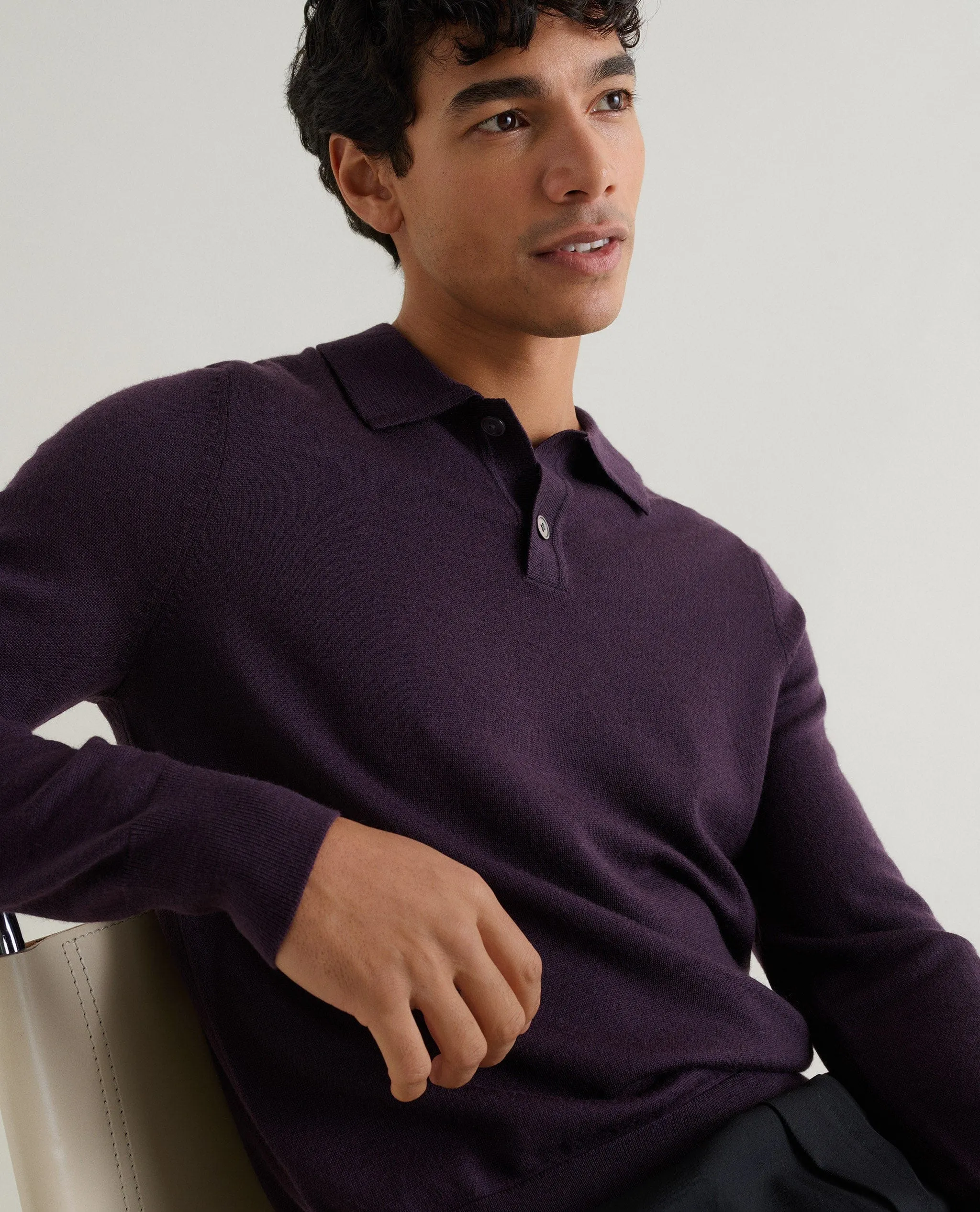 Men's Merino Knitted Polo Jumper