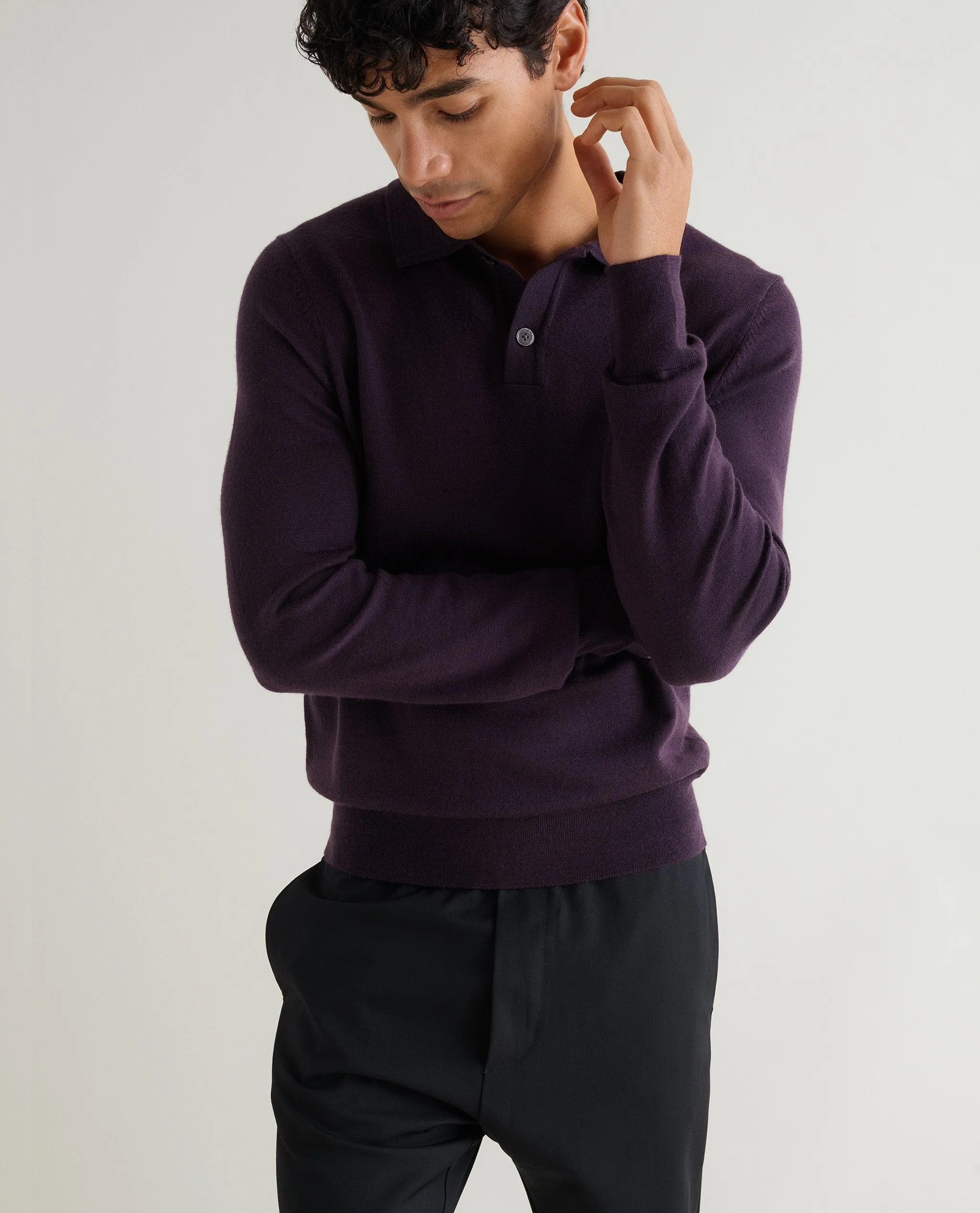 Men's Merino Knitted Polo Jumper