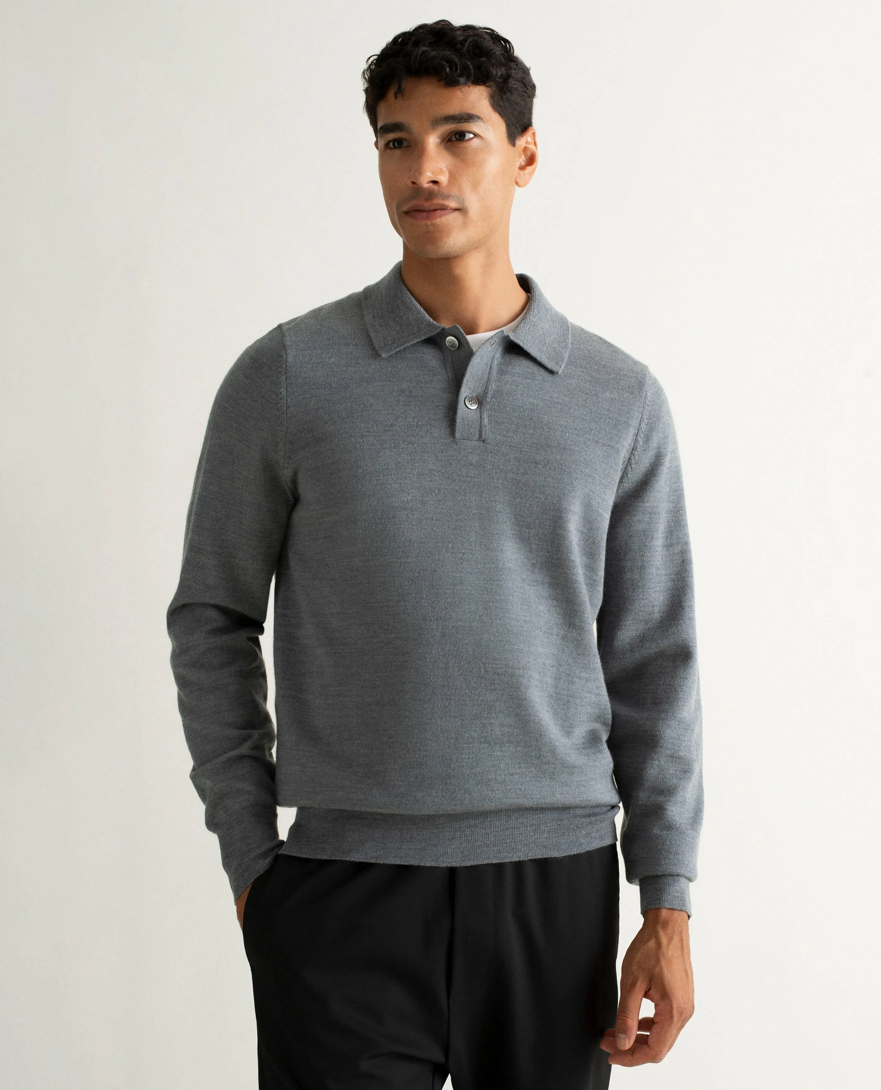 Men's Merino Knitted Polo Jumper