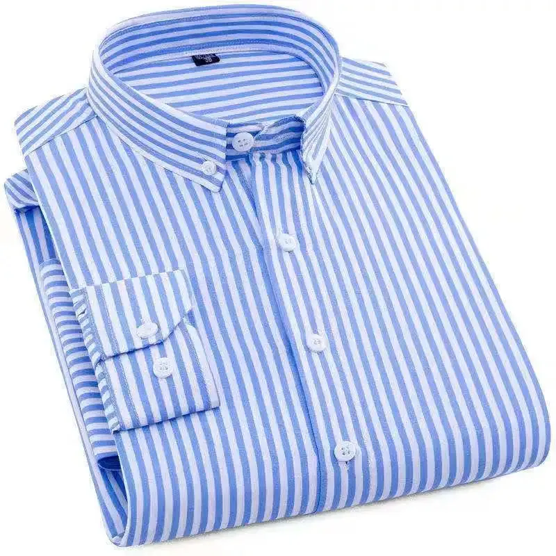 Men's Slim Fit Printed Plaid Long Sleeve Shirt