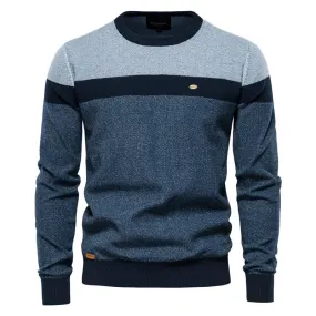 Mens Solid Strip Two Tone Quality Knitted Jumper