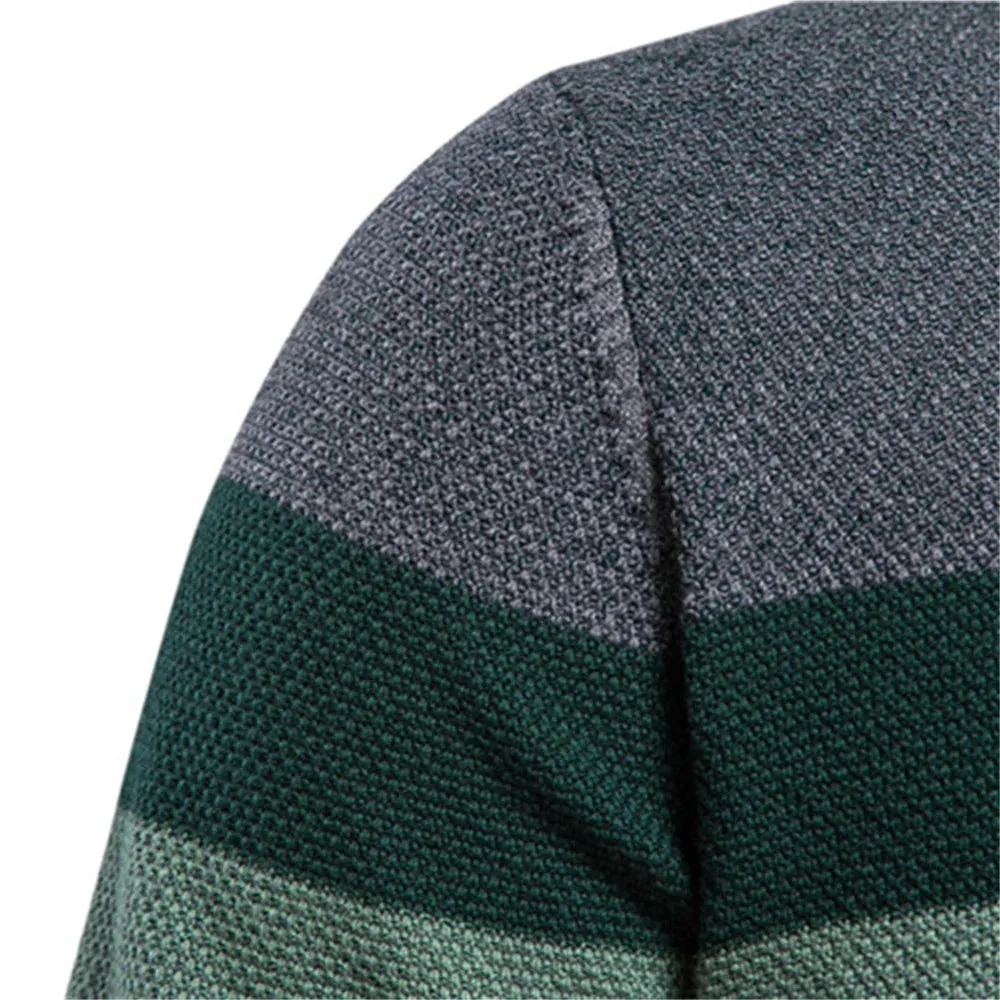 Mens Solid Strip Two Tone Quality Knitted Jumper