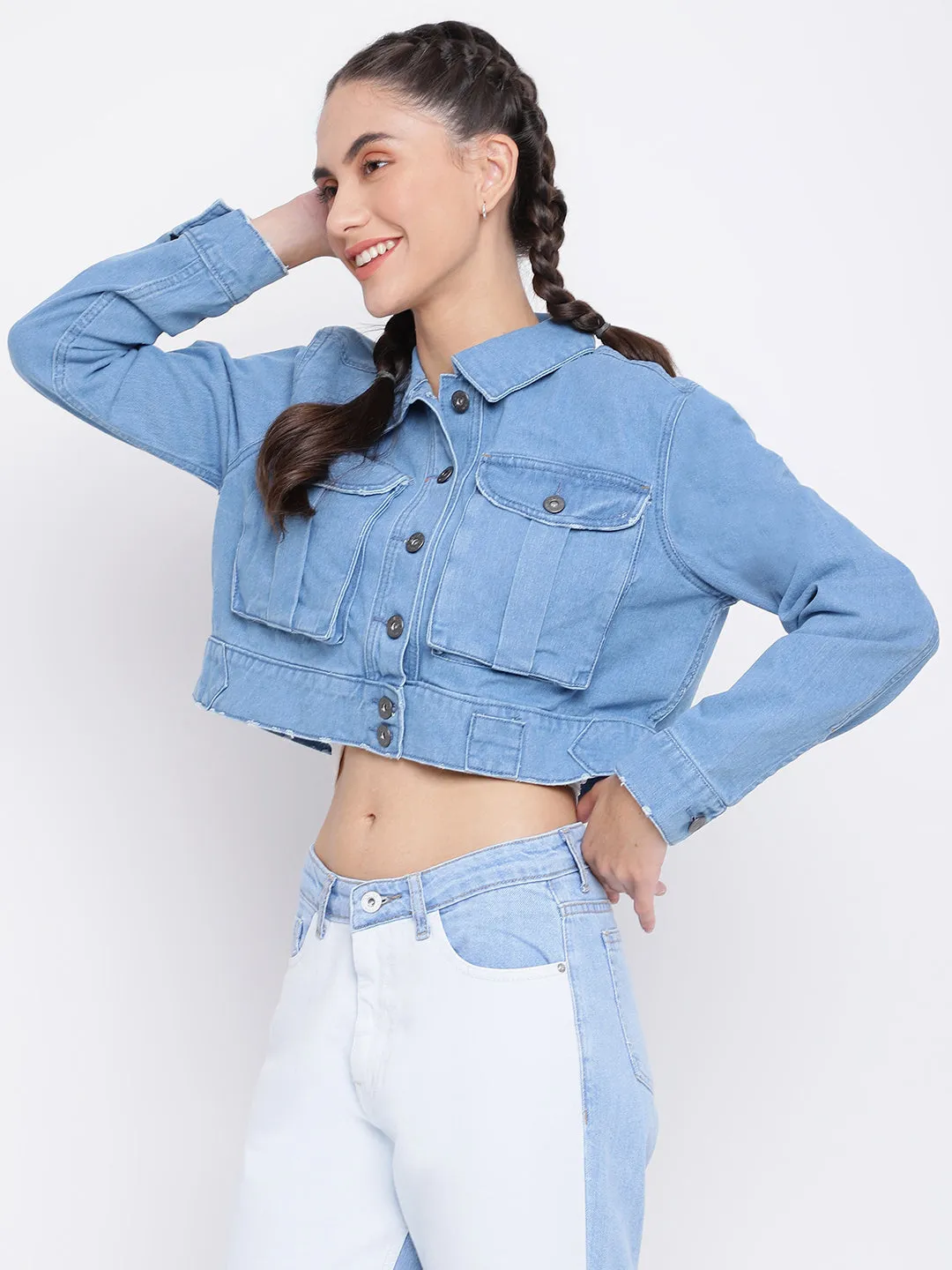 Mid Blue Cropped Jacket