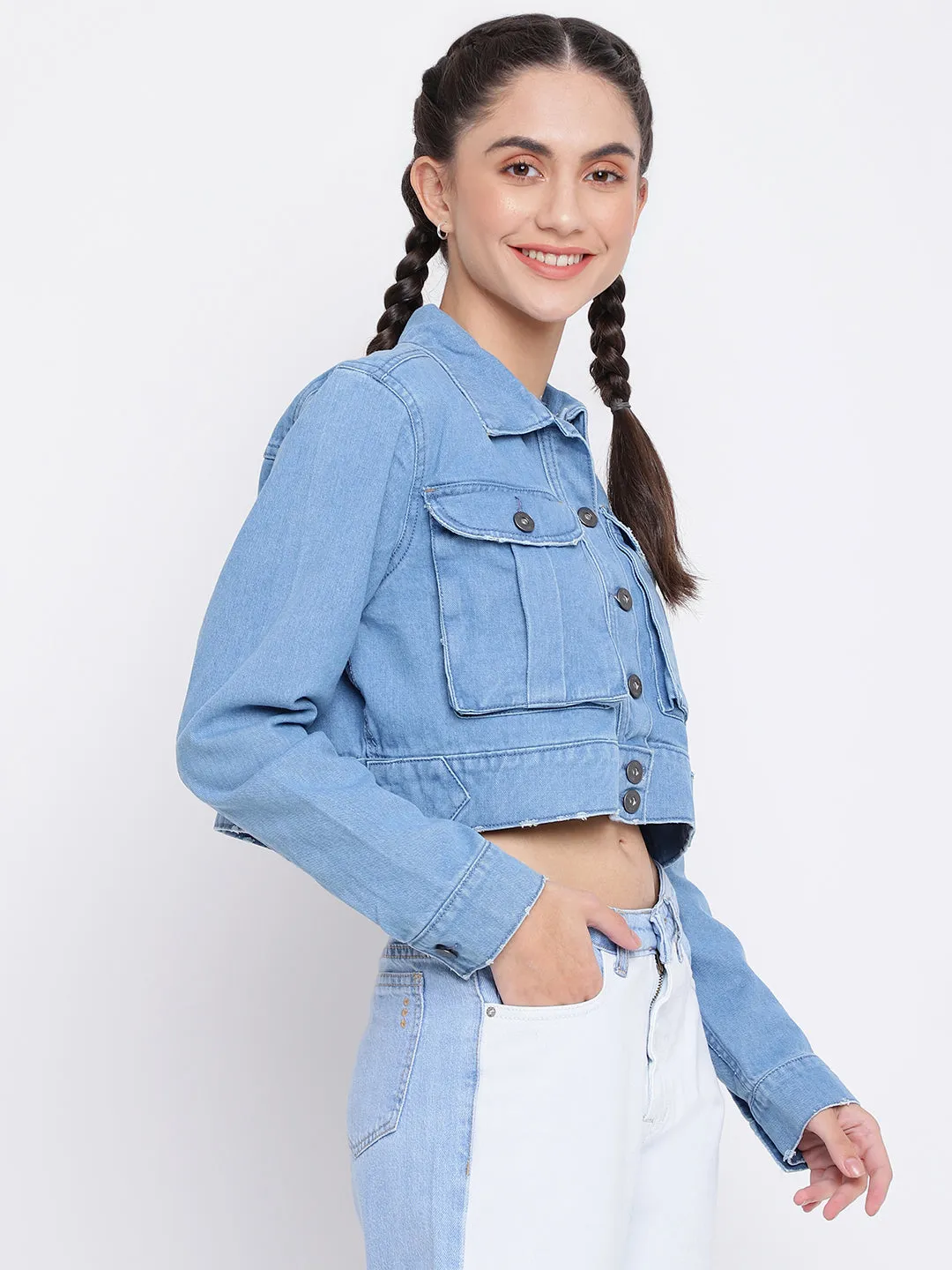 Mid Blue Cropped Jacket