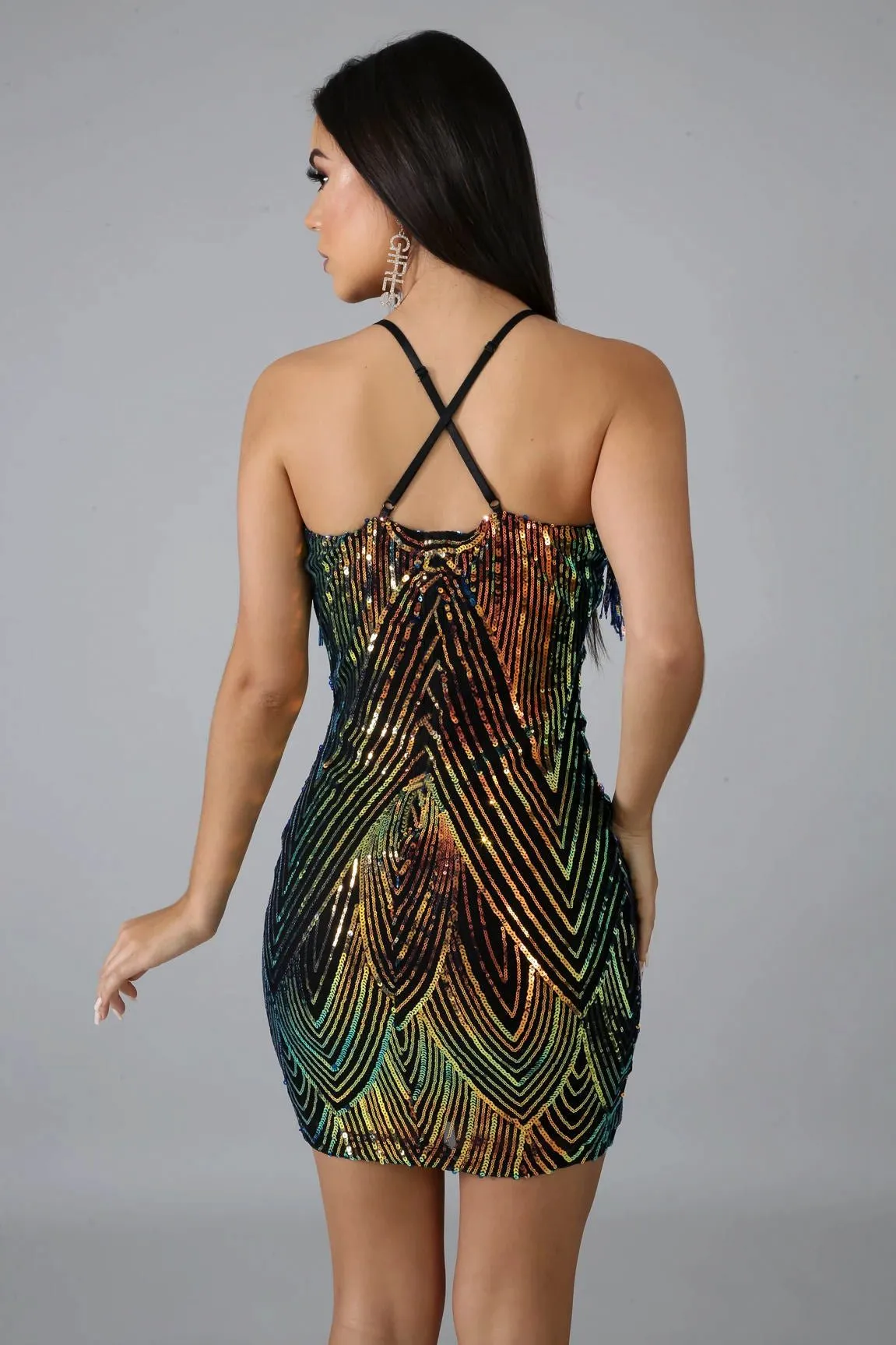Multicolor v-neck bodycon halter sexy dress