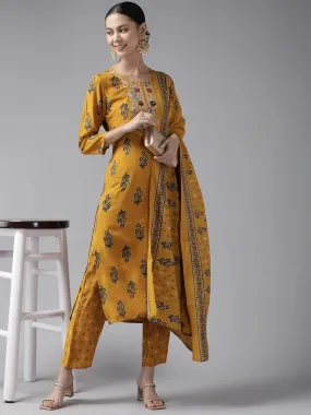 Mustard Embroidered Dupatta Set