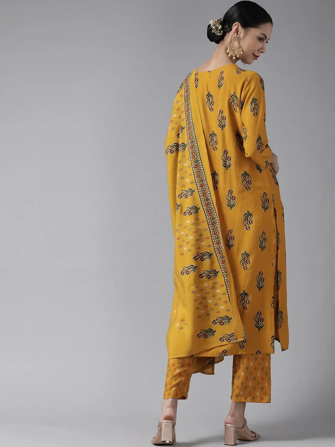 Mustard Embroidered Dupatta Set