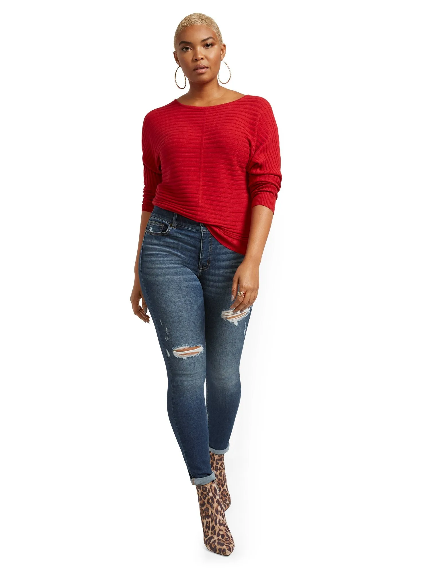 Mya Curvy High-Waisted Sculpting No Gap Super-Skinny Ankle Jeans - Cowboy Blue