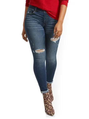 Mya Curvy High-Waisted Sculpting No Gap Super-Skinny Ankle Jeans - Cowboy Blue
