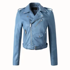 Natalie Faux Leather Cropped Motorcycle Jackets - 5 Colors