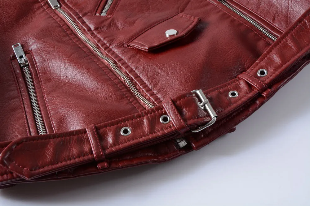 Natalie Faux Leather Cropped Motorcycle Jackets - 5 Colors