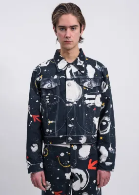 Navy Blue Asteroids Denim Jacket
