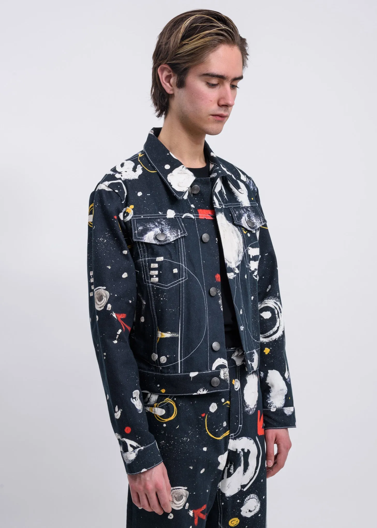 Navy Blue Asteroids Denim Jacket