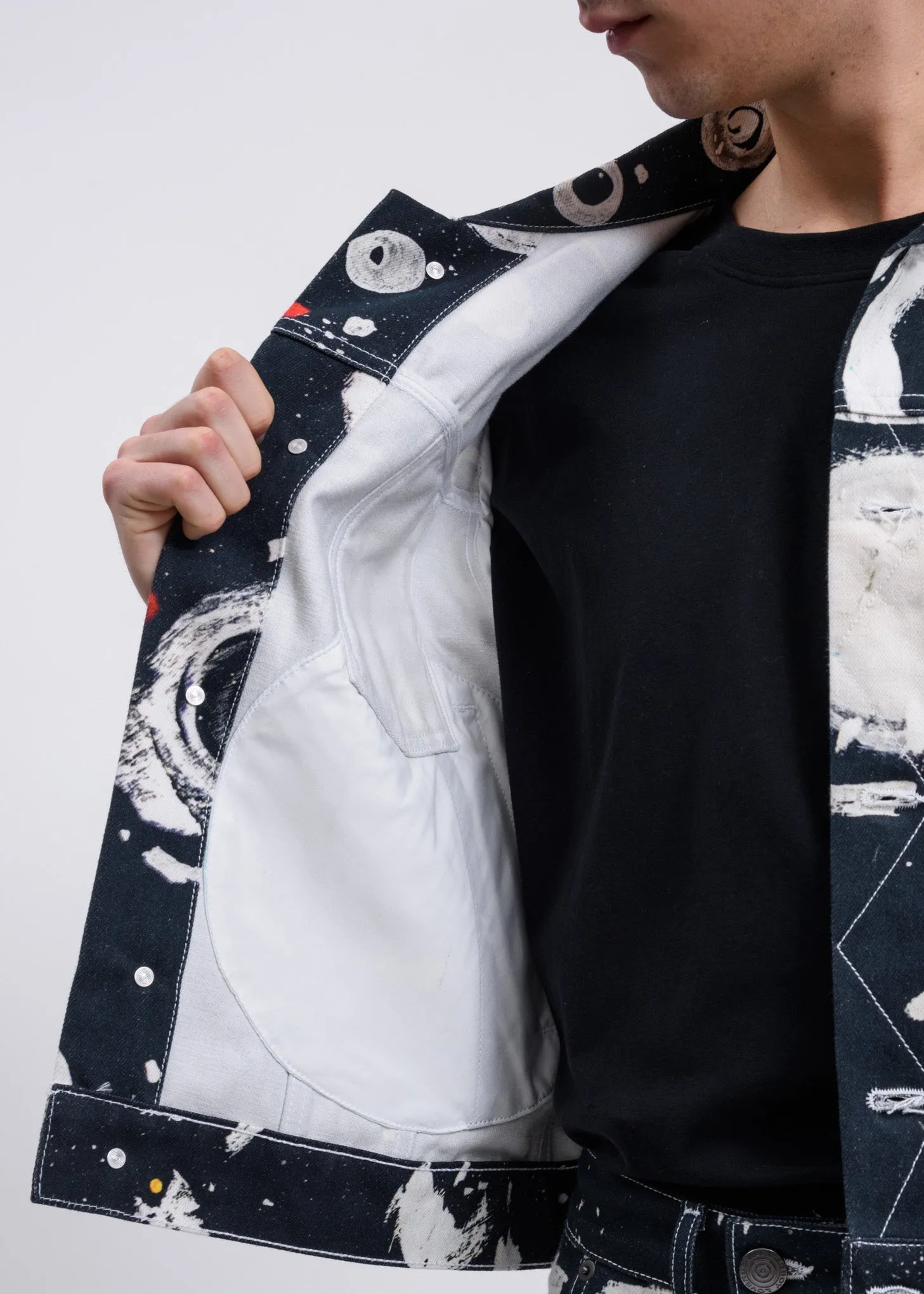Navy Blue Asteroids Denim Jacket