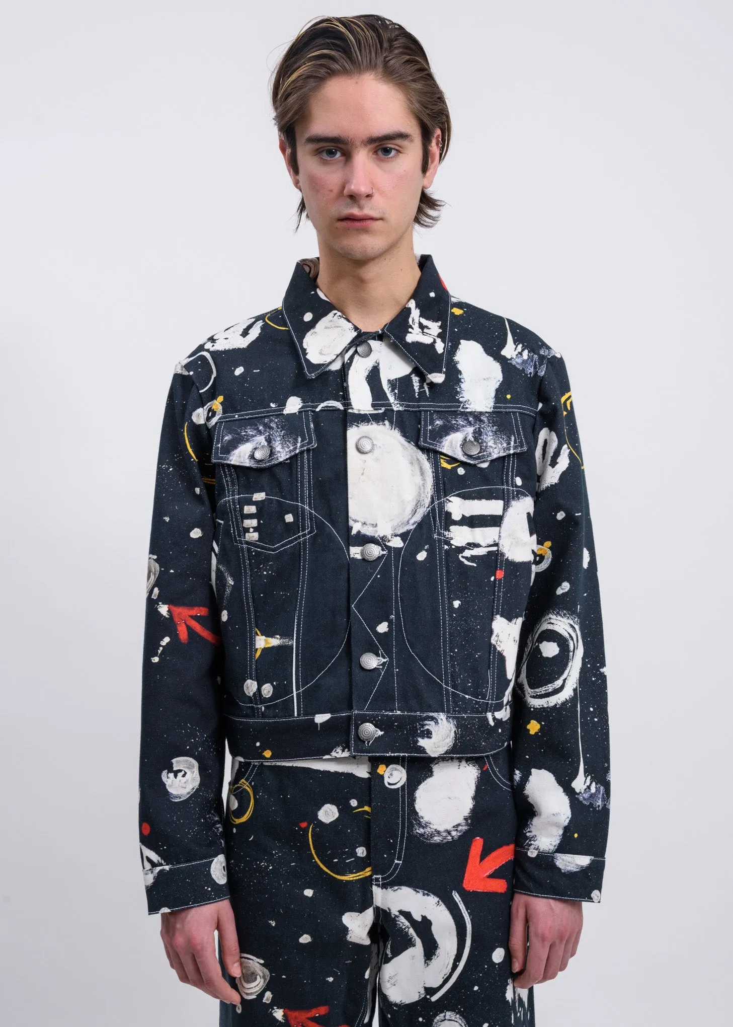 Navy Blue Asteroids Denim Jacket