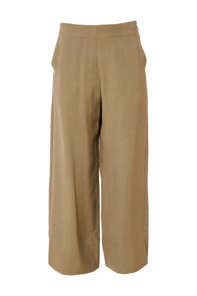 Naya Wide leg Crop Trouser With Slit Army