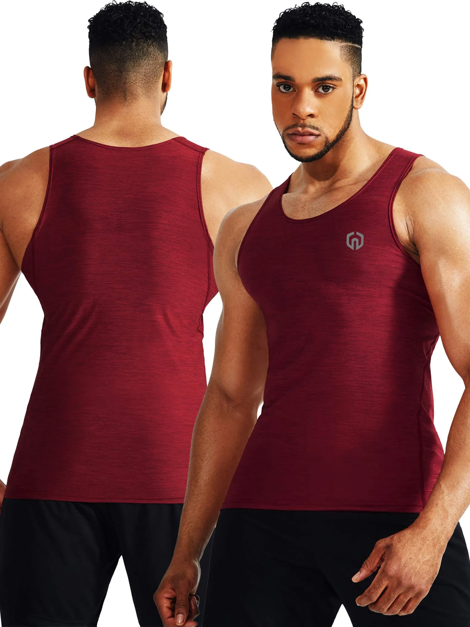 NELEUS Men's 3 Pack Compression Tank Top Tight Muscle Shirts,5074,Light Green/Slate Gray/Red,US S,EU M