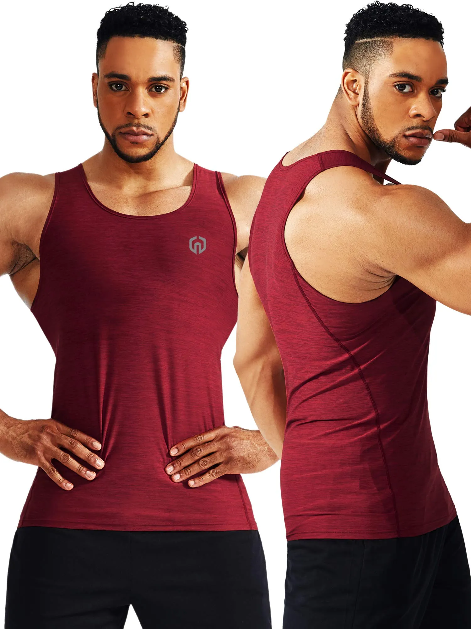 NELEUS Men's 3 Pack Compression Tank Top Tight Muscle Shirts,5074,Light Green/Slate Gray/Red,US S,EU M