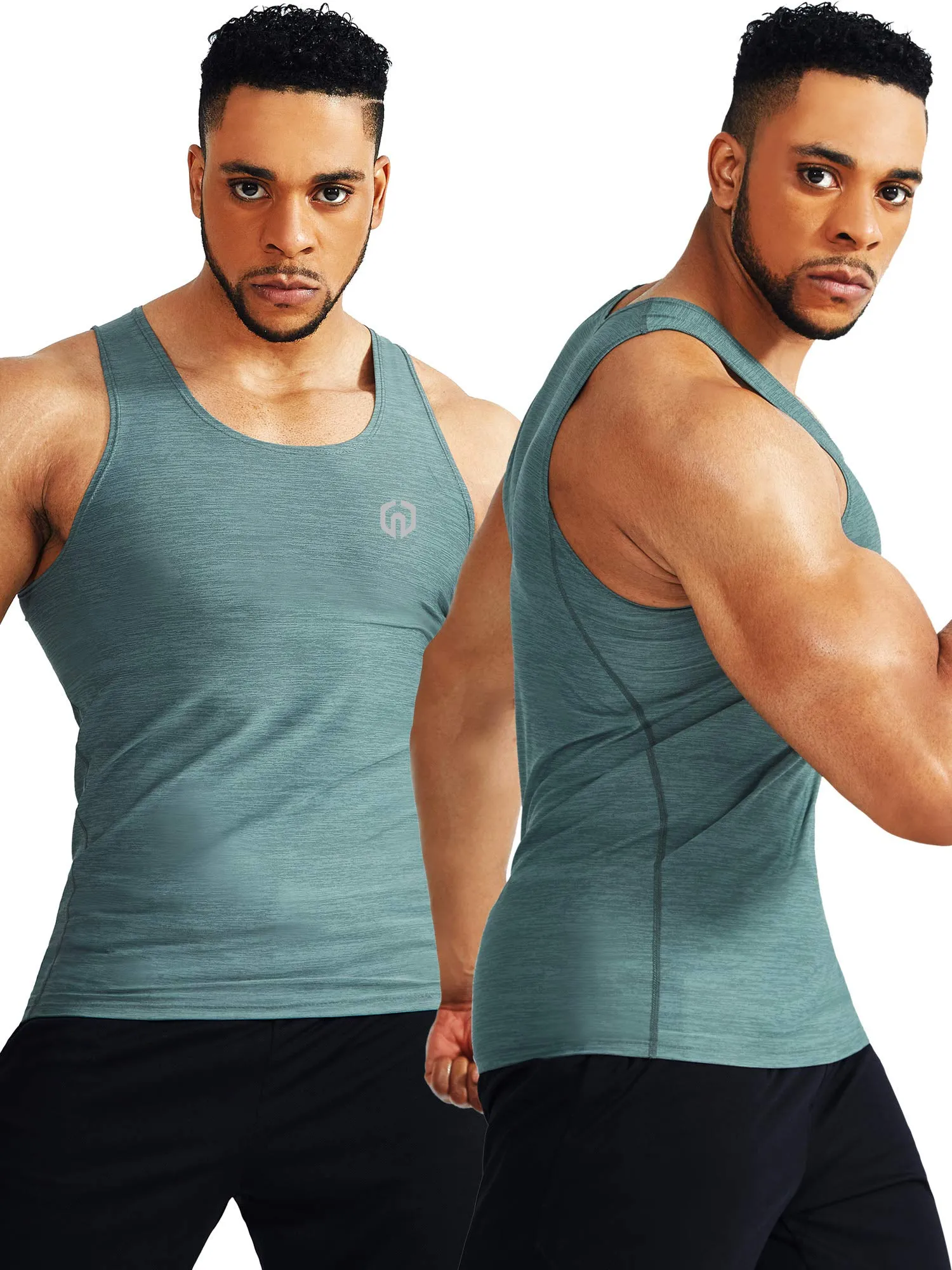 NELEUS Men's 3 Pack Compression Tank Top Tight Muscle Shirts,5074,Light Green/Slate Gray/Red,US S,EU M