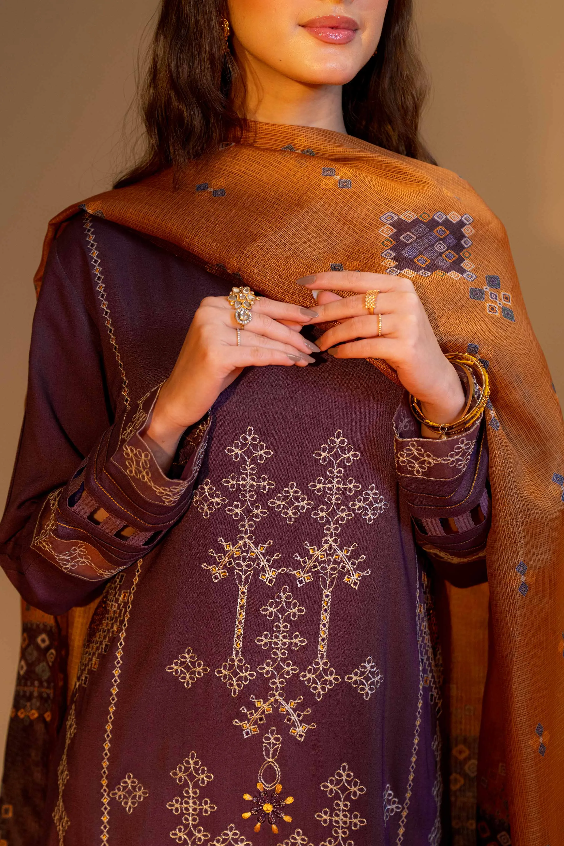 Nishat Linen Silk Collection – 3 Piece - Embroidered Suit - 42306465