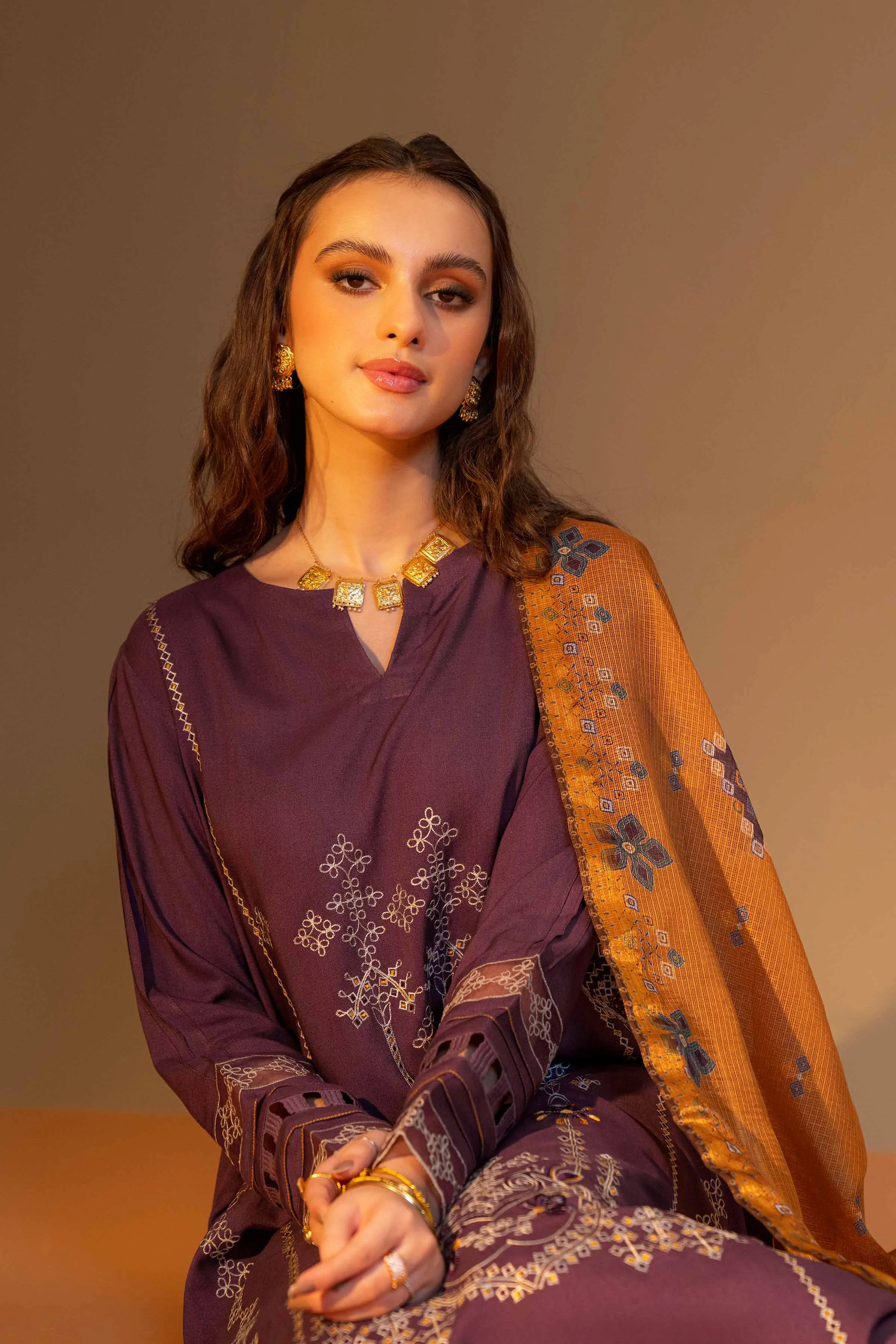 Nishat Linen Silk Collection – 3 Piece - Embroidered Suit - 42306465