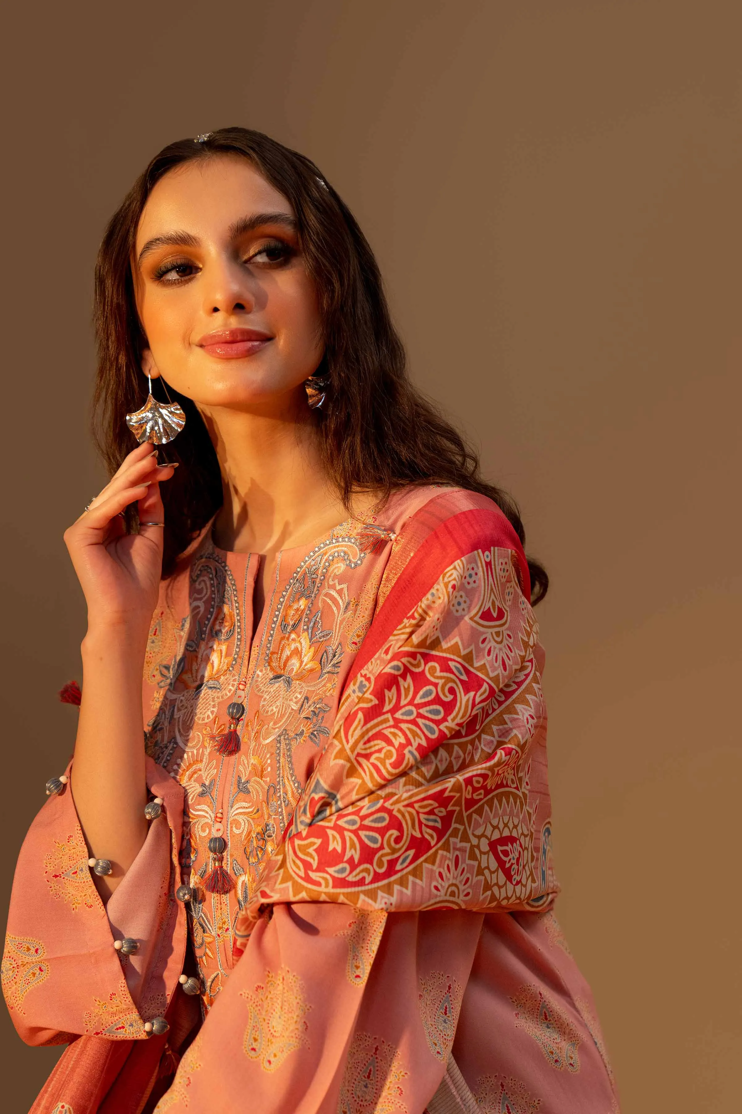 Nishat Linen Silk Collection – 3 Piece - Printed Embroidered Suit - 42306468