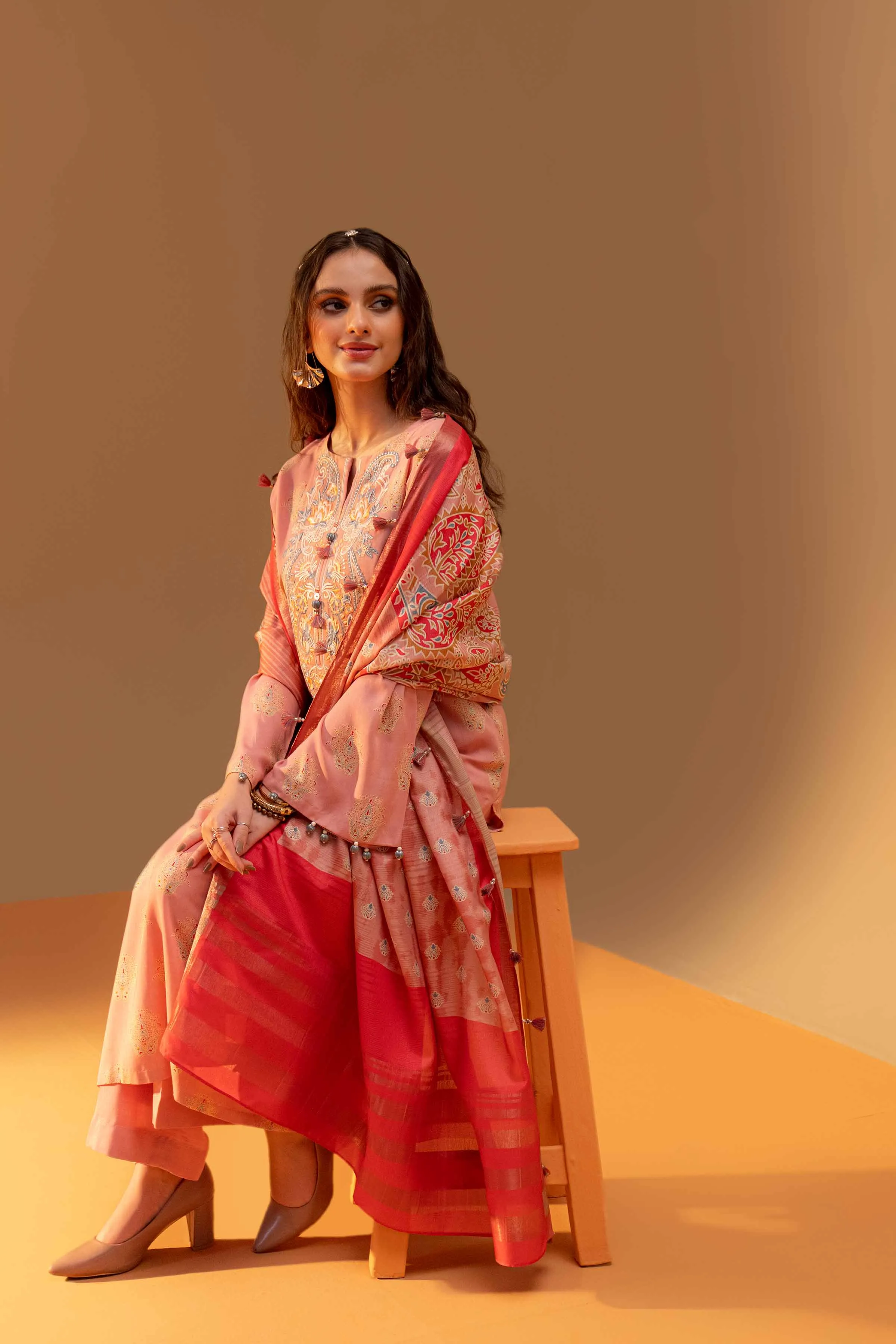 Nishat Linen Silk Collection – 3 Piece - Printed Embroidered Suit - 42306468