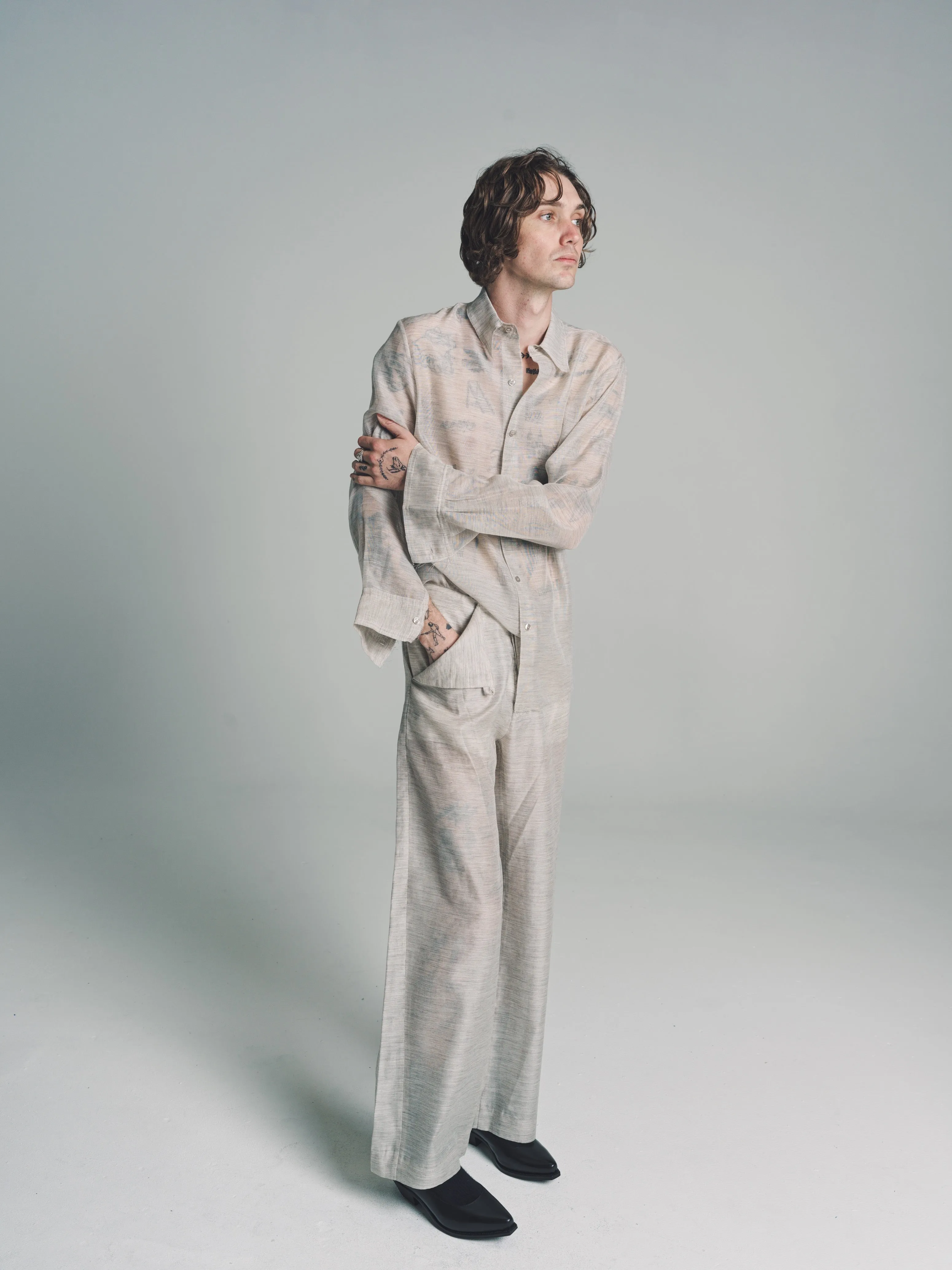 No.205 Heather Grey Yak Blend Trousers