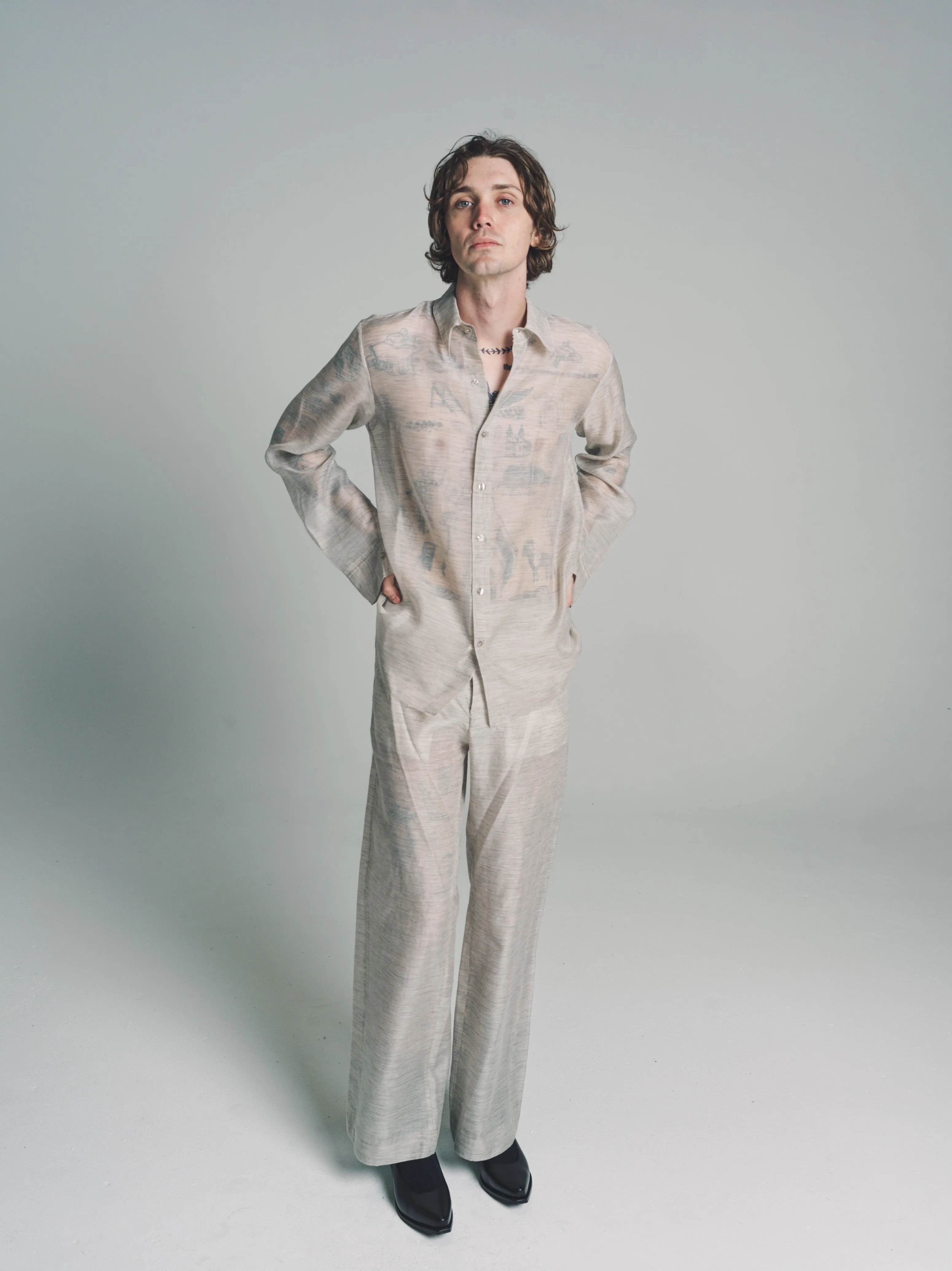 No.205 Heather Grey Yak Blend Trousers
