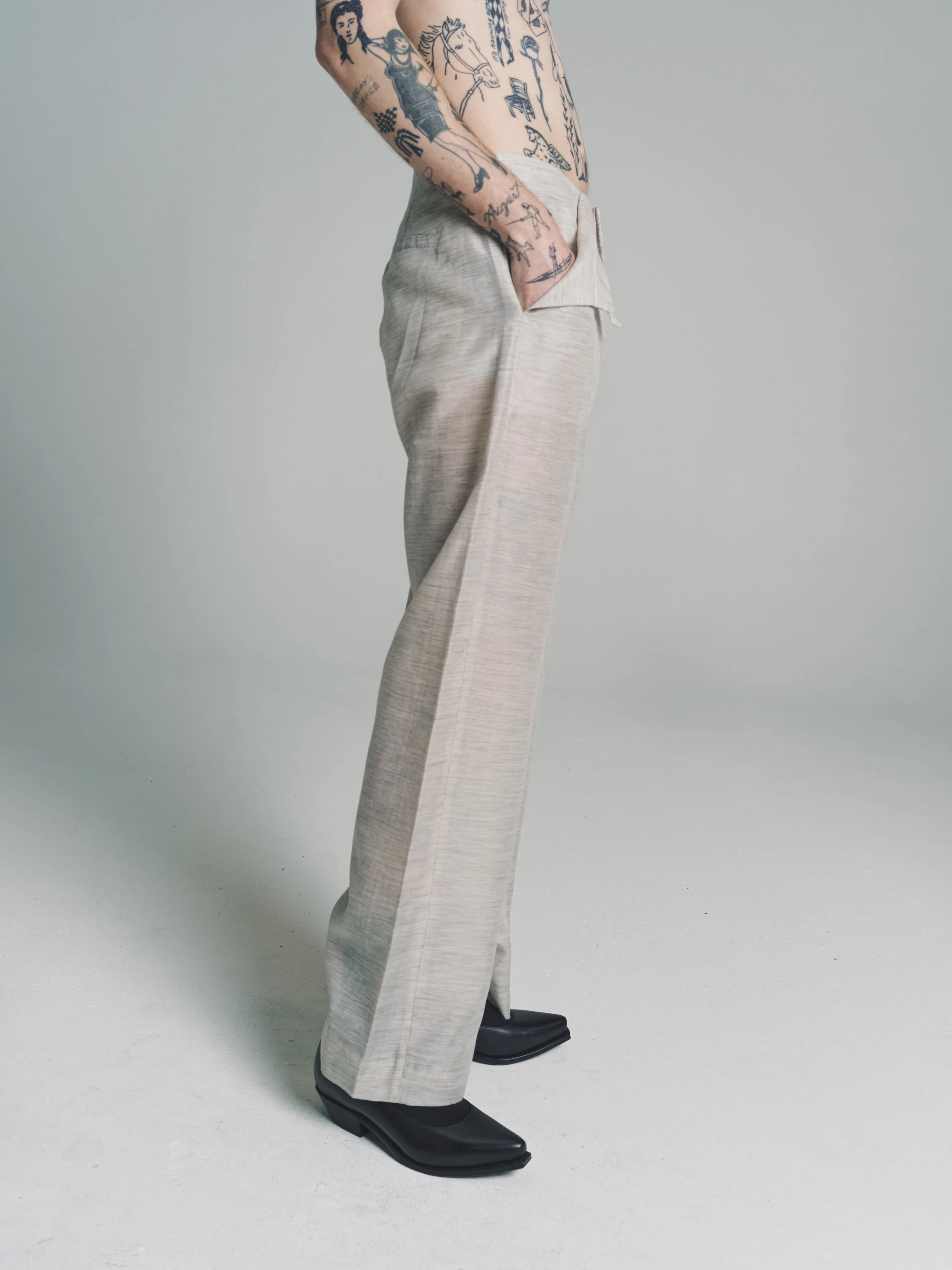 No.205 Heather Grey Yak Blend Trousers