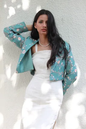 Nyx Tussar Embroidered Cropped Jacket