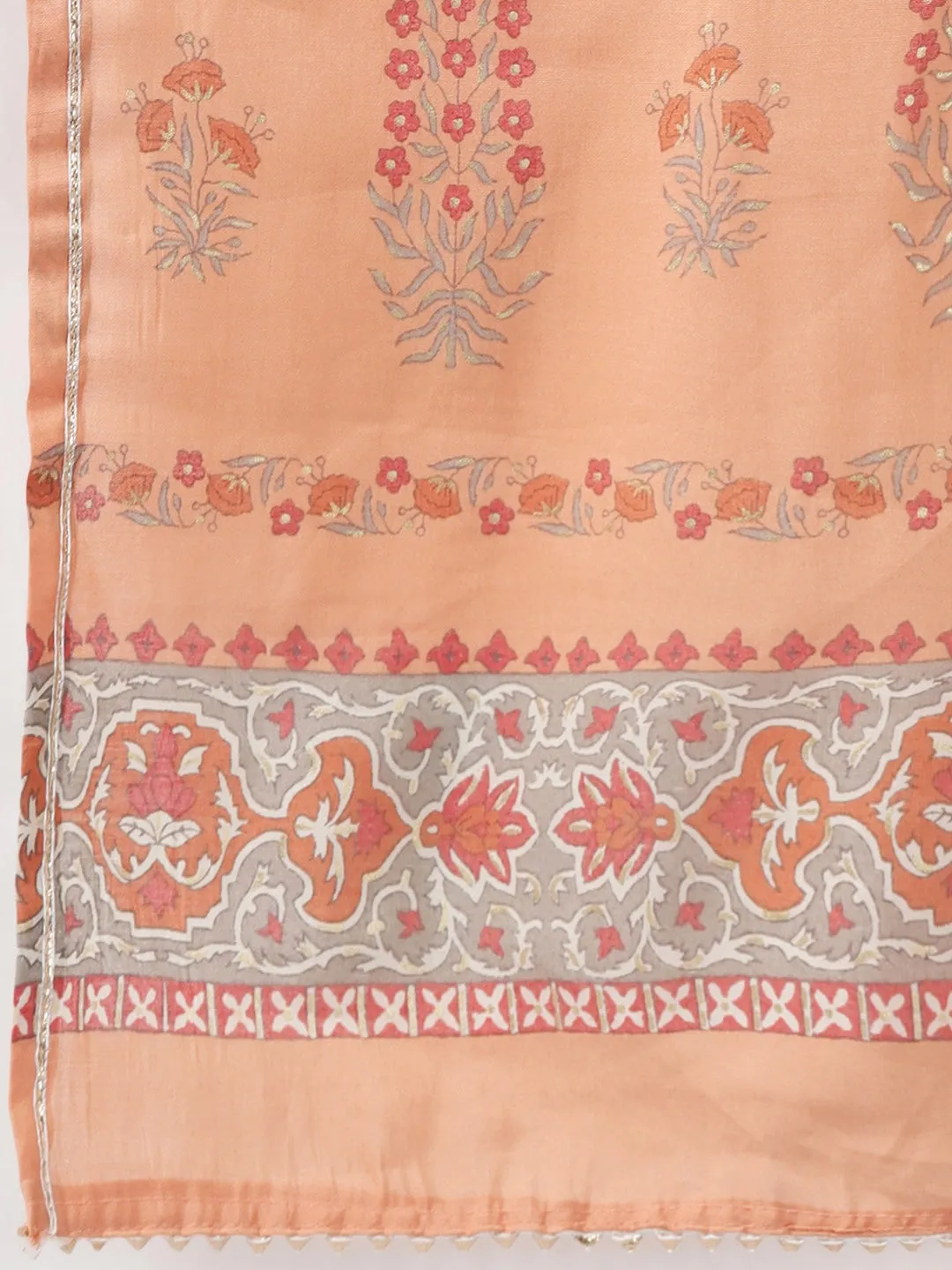 Off White Ethnic Motif Printed Dupatta Set
