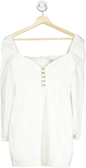 Oh Polly White Long Sleeve Bodycon Dress UK 8