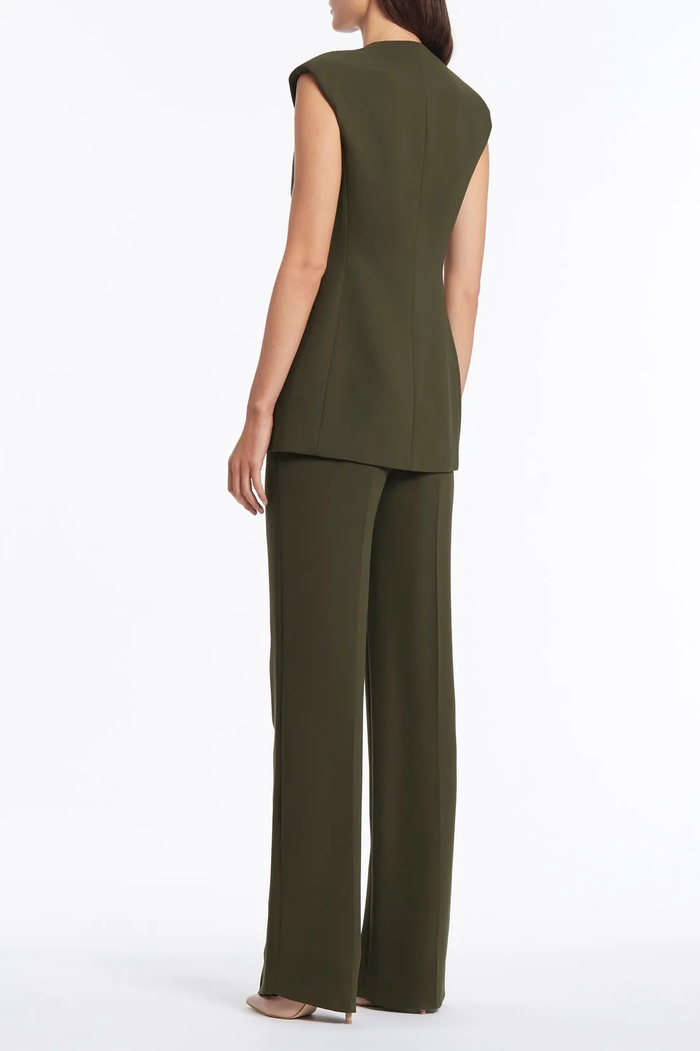 OLIVE FASHIONABLY ZIPPED GILET JACKET