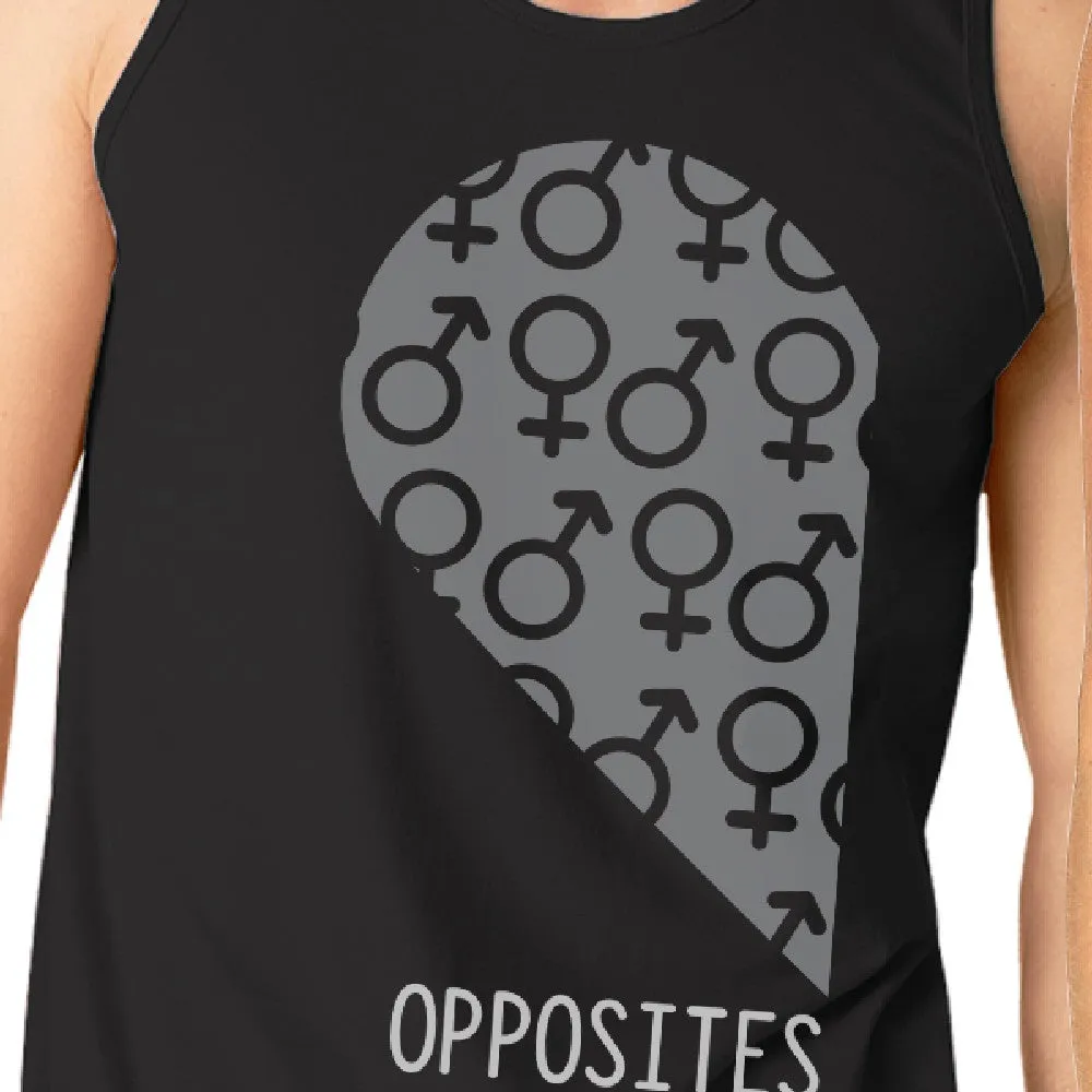 Opposites Attract Male Female Symbols Matching Couple Black Tank Tops