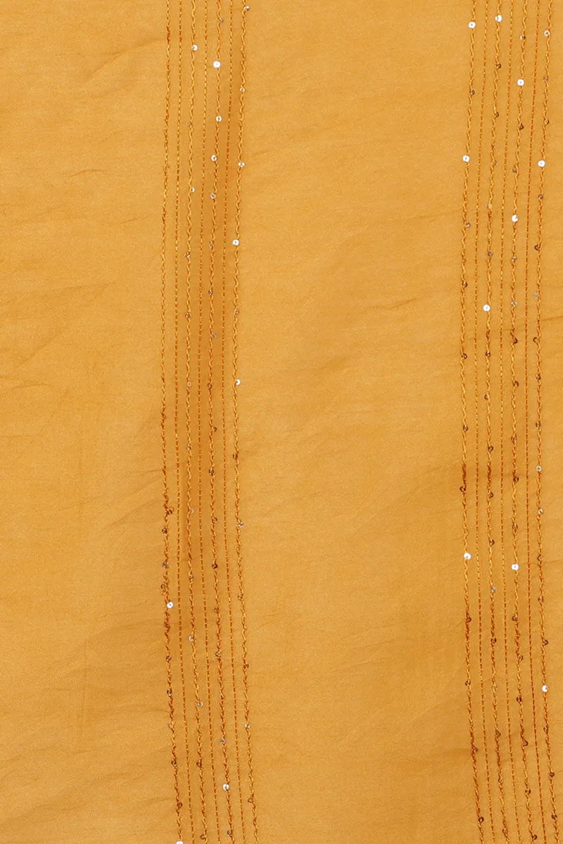 Orange Silk Blend Bandhani Straight Kurta Trousers With Dupatta