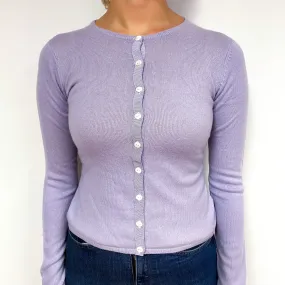 Pale Purple Cashmere Crew Neck Cardigan Small