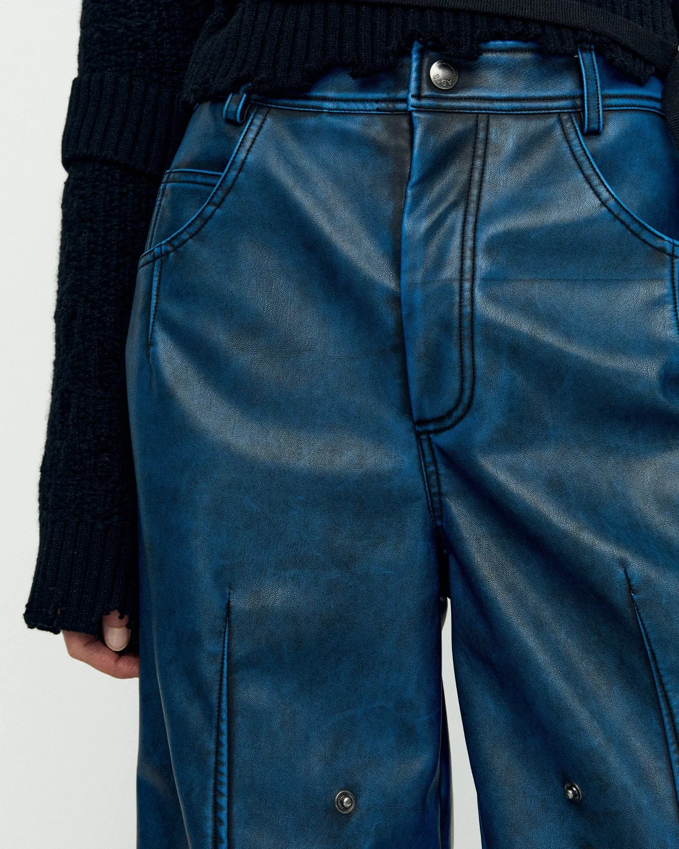 PARACHUTE GEAR FAUX LEATHER PANTS apa771w(BLUE)