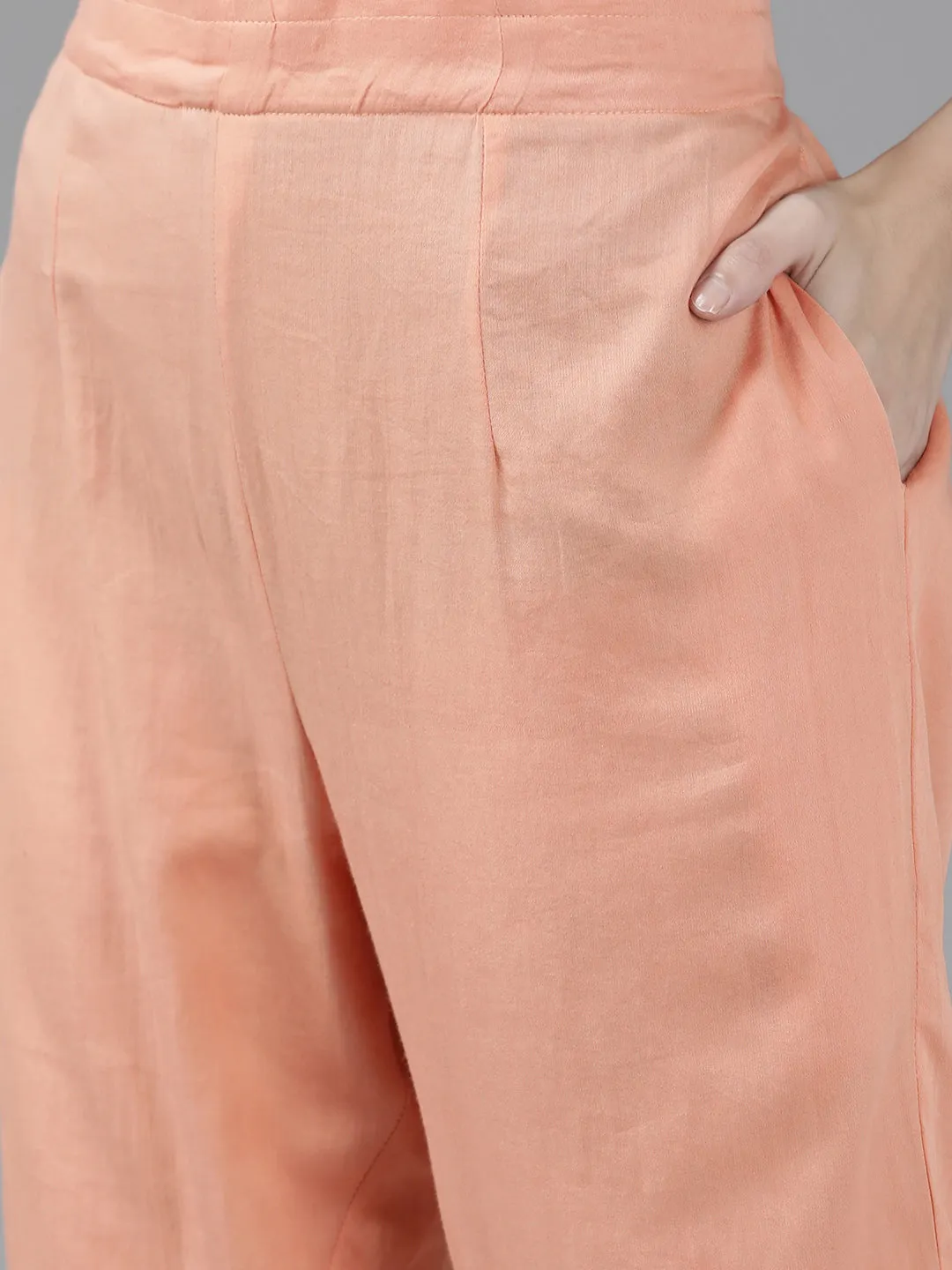 Peach Beads And Stones Dupatta Set