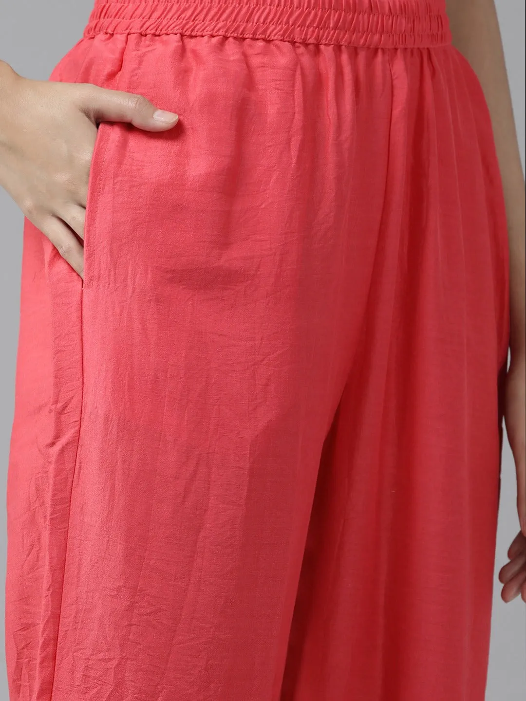 Pink Mirror Work Dupatta Set