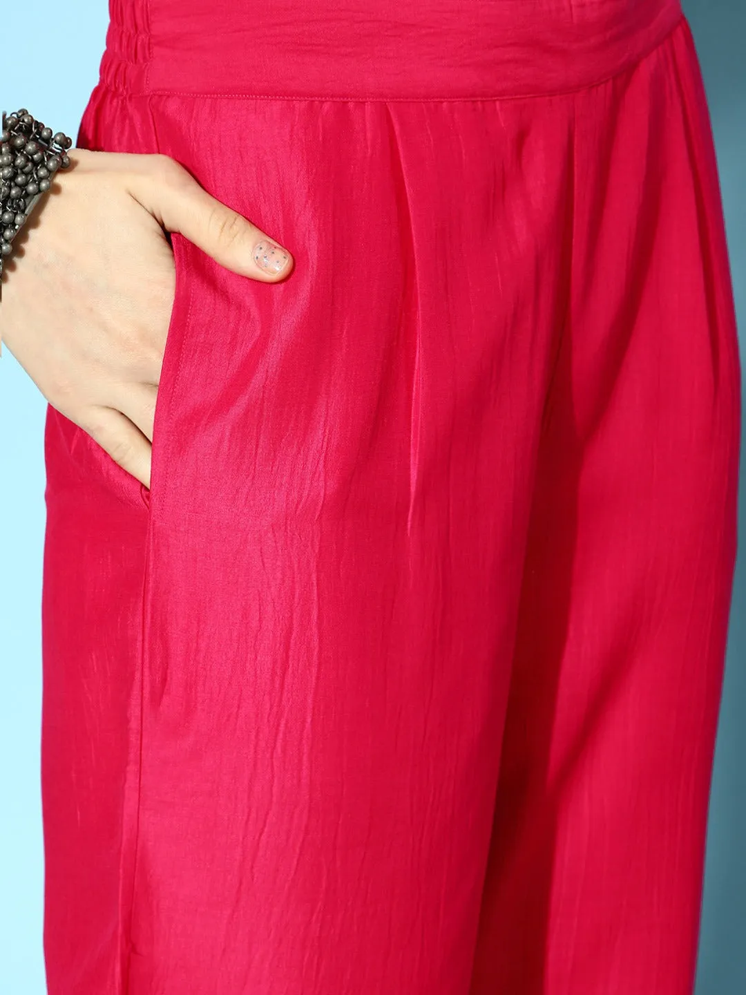 Pink Silk Top & Trousers