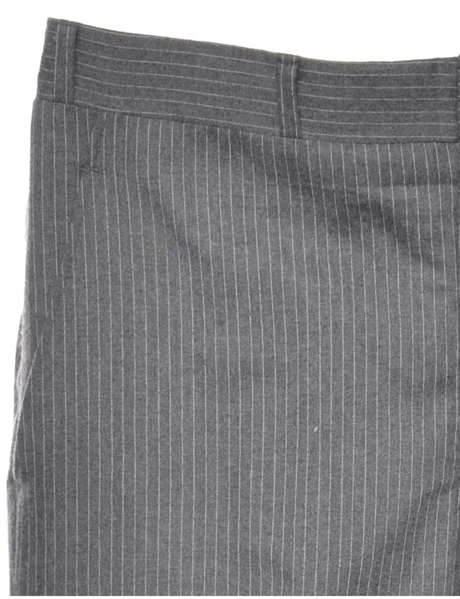 Pinstriped Grey Trousers - W35 L30
