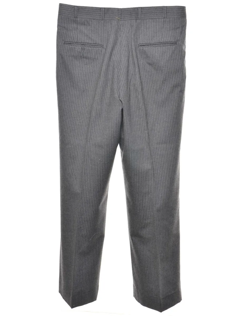 Pinstriped Grey Trousers - W35 L30