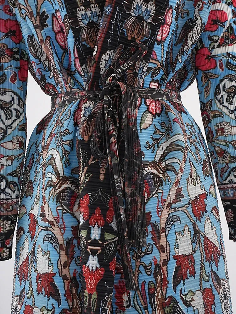 Pleated Plissé Wander Extra Long Coat