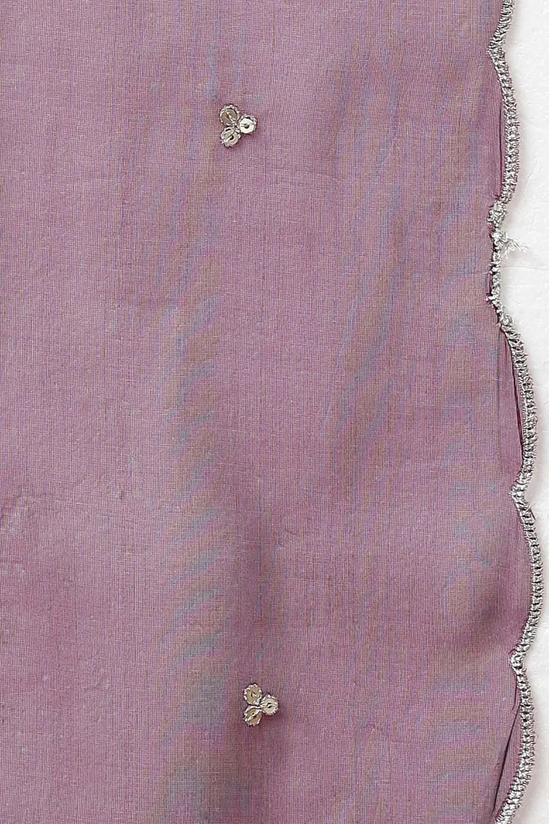 Purple Silk Blend Solid Straight Kurta Trousers With Dupatta