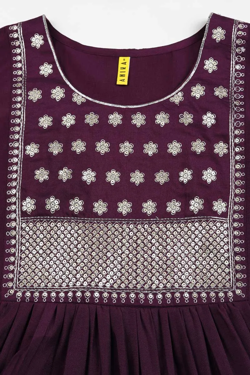 Purple Silk Blend Solid Straight Kurta Trousers With Dupatta