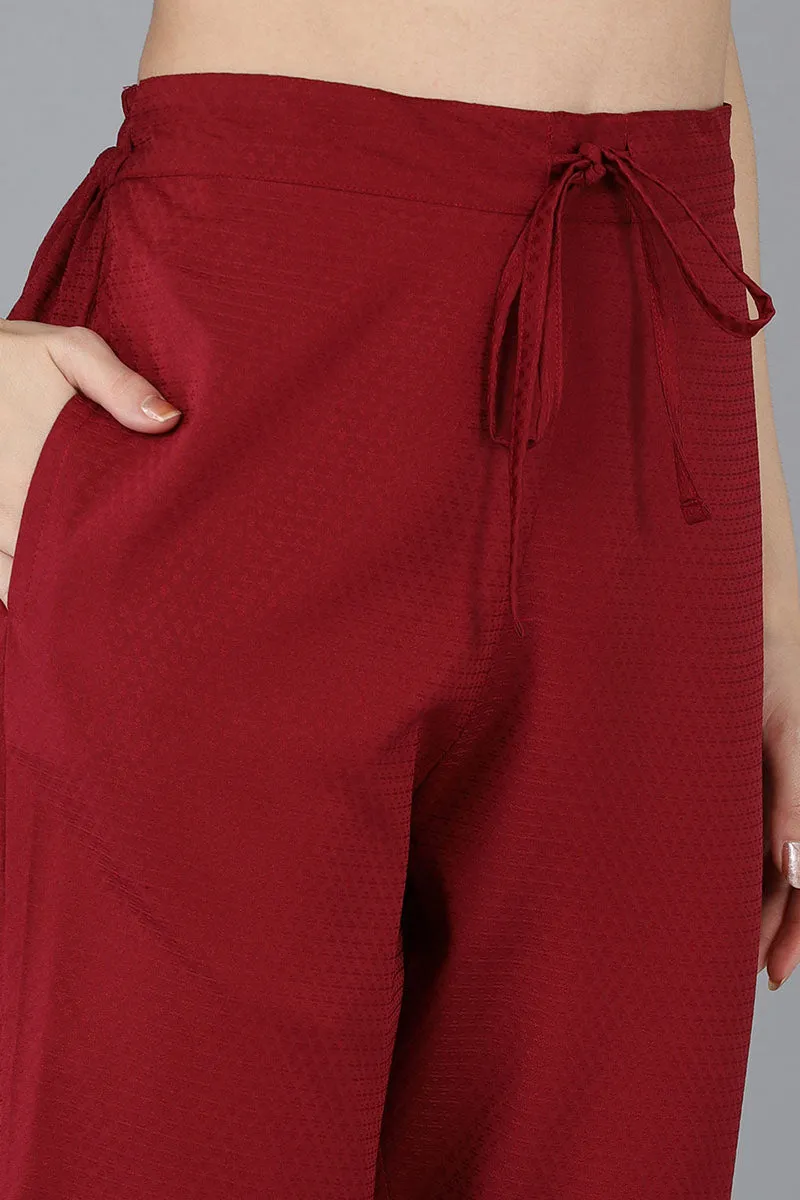 Red Poly Silk Yoke Design