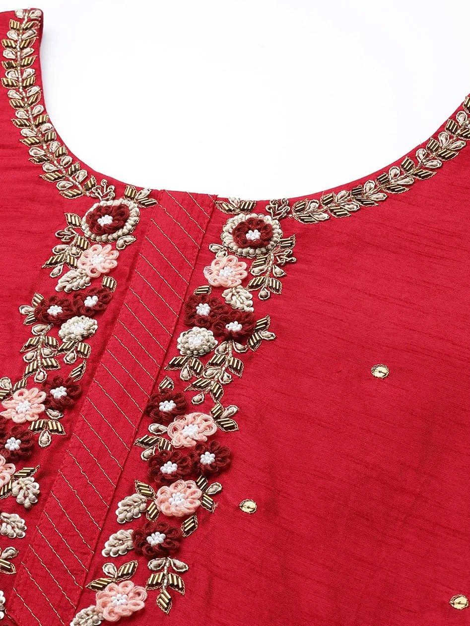 Red Sequinned Dupatta Set