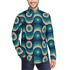 Retro Shirt, Teal Shirt Men, 60s 70s style shirt men, Geometric Shirt Men, Mod Shirt Men, Mid Century Modern Shirt, Vintage Style Shirt