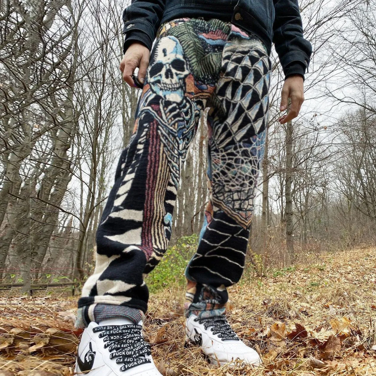 Retro street style fashion straight-leg trousers